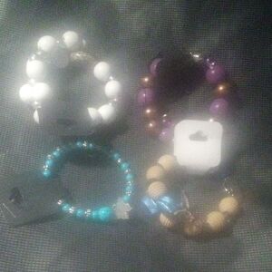 Chic Beaded Bracelet Collection - White, Purple, Blue, Tan